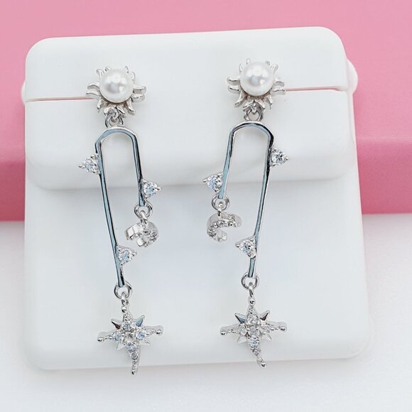 925 Sterling Silver Cubic Zirconia Earrings, U19254712 - Picture 2 of 10